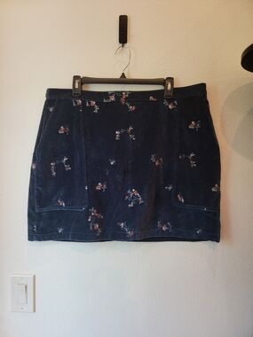 Fat Face Women's Navy Floral Corduroy Mini Skirt